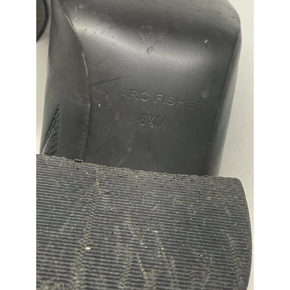 Mark Fisher Square Toe Mule Clog Womens Sz 6.5 Black Leather Chunky Heel Slip On - Picture 7 of 10